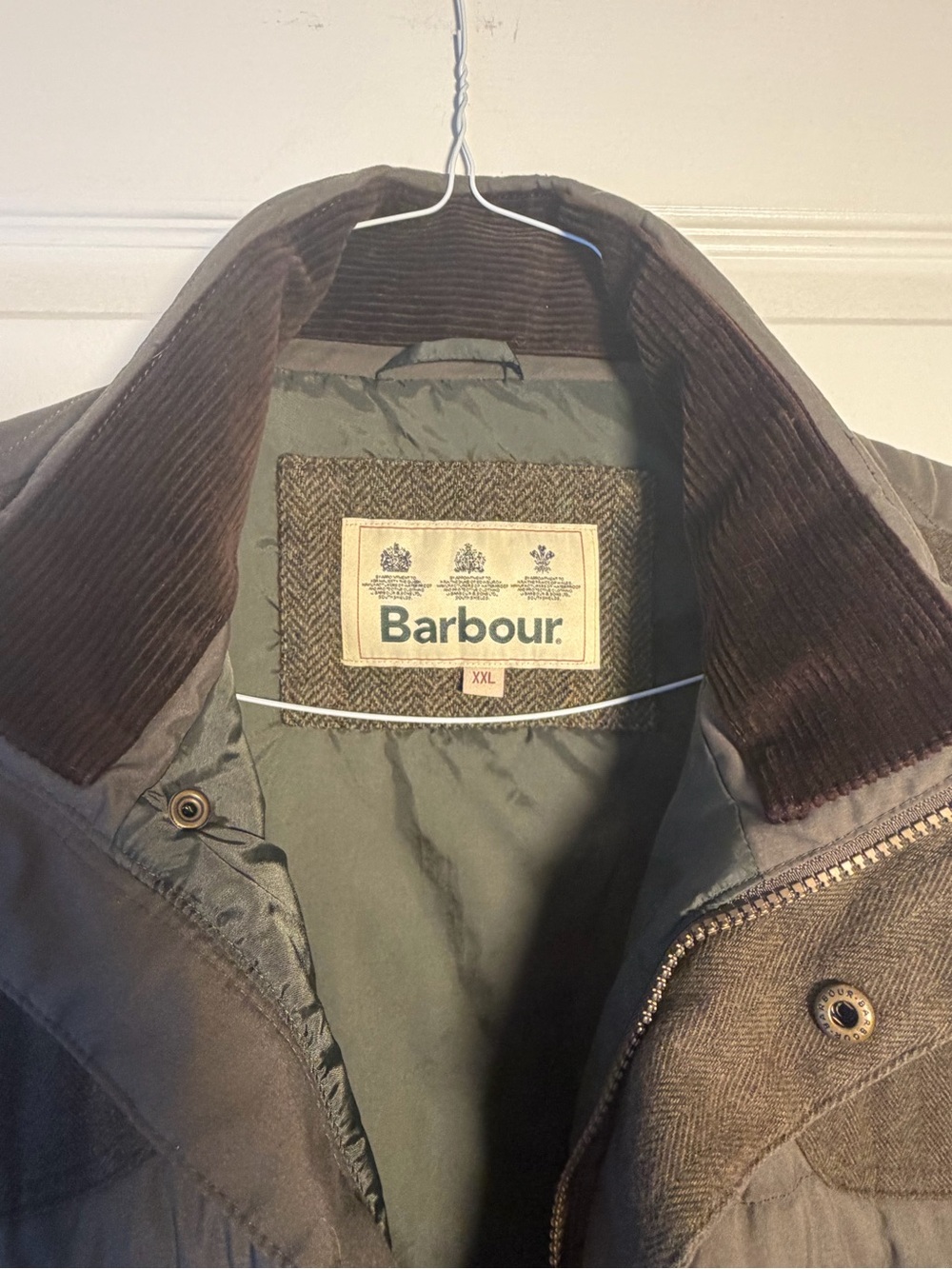 Barbour Bradford Quilted Vest Gilet XXL Olive Green Wool Yoke - Picture 2 of 9
